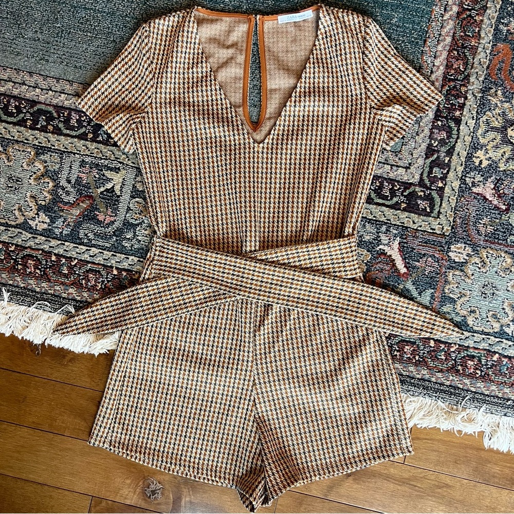 Zara plaid jumpsuit.